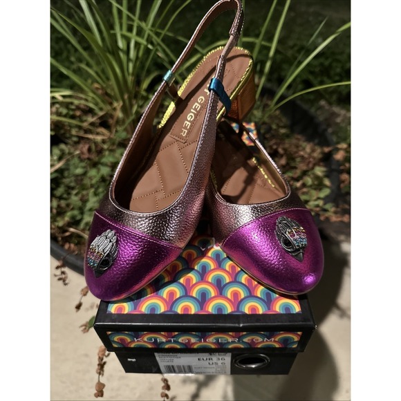 NIB KURT GEIGER LONDON SLOANE Mid SLINGBACK PUMP PINK MULTI Size 6 278006910 - Picture 1 of 9